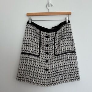 Karl Lagerfeld Womens 12 Mini Skirt A Line Lined Houndstooth Tweed Preppy Luxury